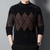 Classic Argyle Mock Neck Sweater for Men