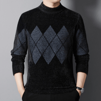 Classic Argyle Mock Neck Sweater for Men