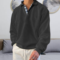 Classic Collar Relaxed Fit Polo Shirt With Plaid Detail