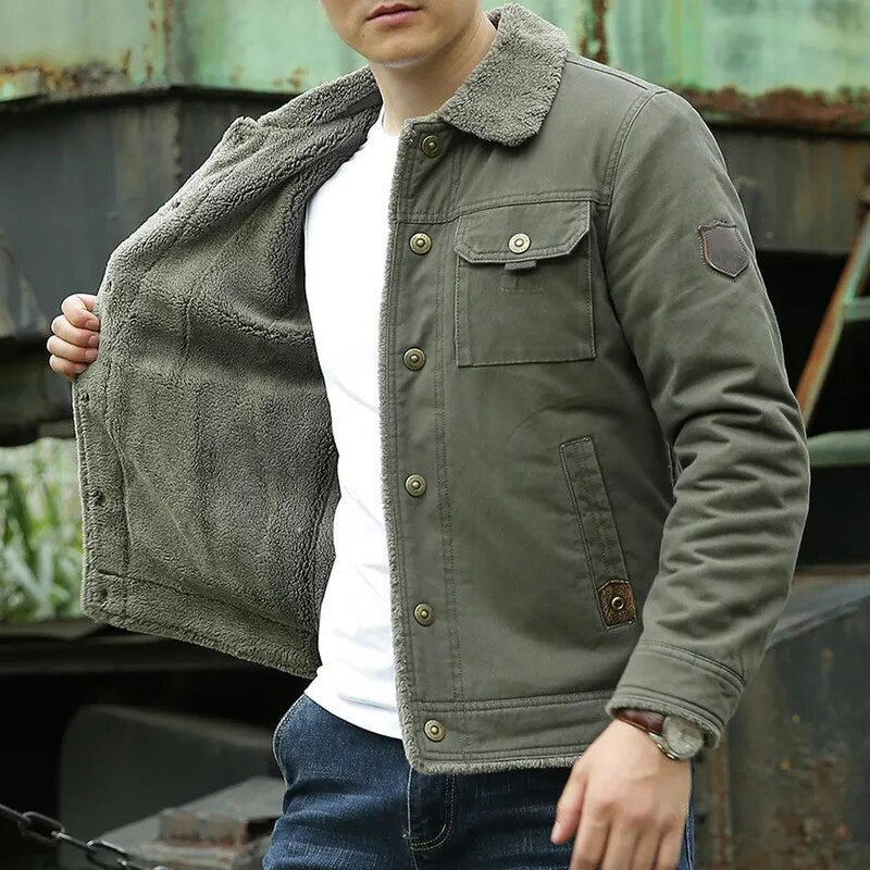 Classic Fit Shearling Collar Jacket