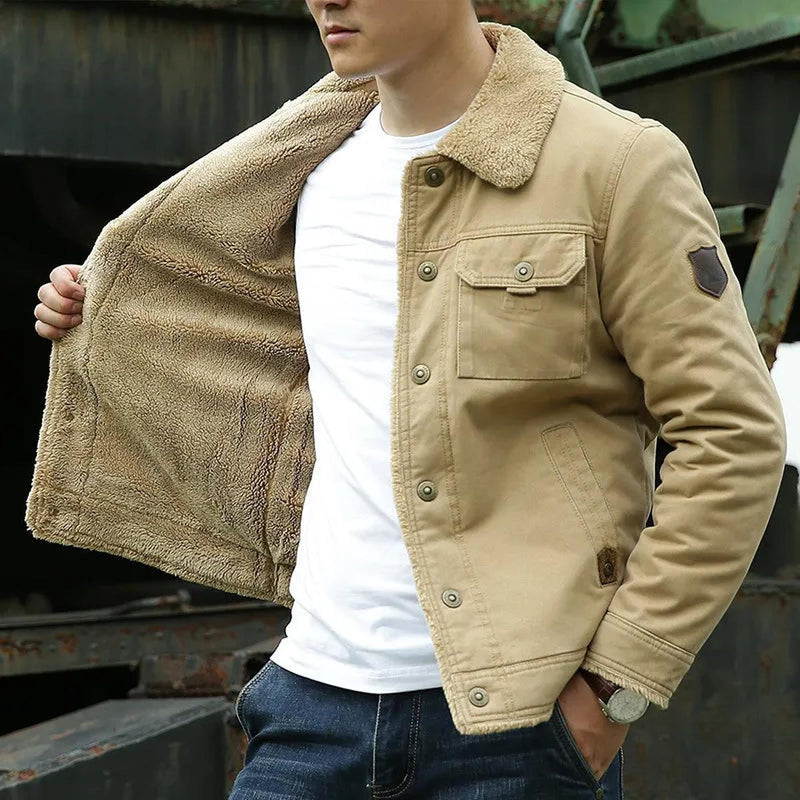 Classic Fit Shearling Collar Jacket