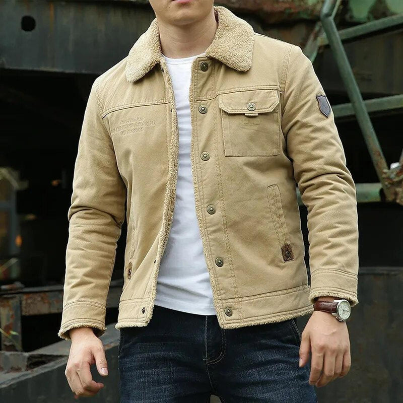 Classic Fit Shearling Collar Jacket