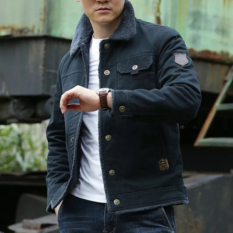 Classic Fit Shearling Collar Jacket