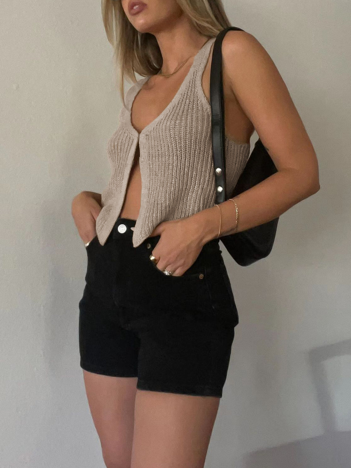 Classic Knit Vest with Hook Fastening