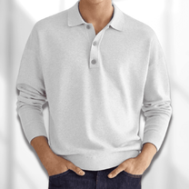 Classic Knitted Polo Sweater With 3-Button Collar