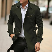 Classic Men&#39;s Trench Coat in Gabardine Fabric