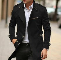 Classic Men&#39;s Trench Coat in Gabardine Fabric