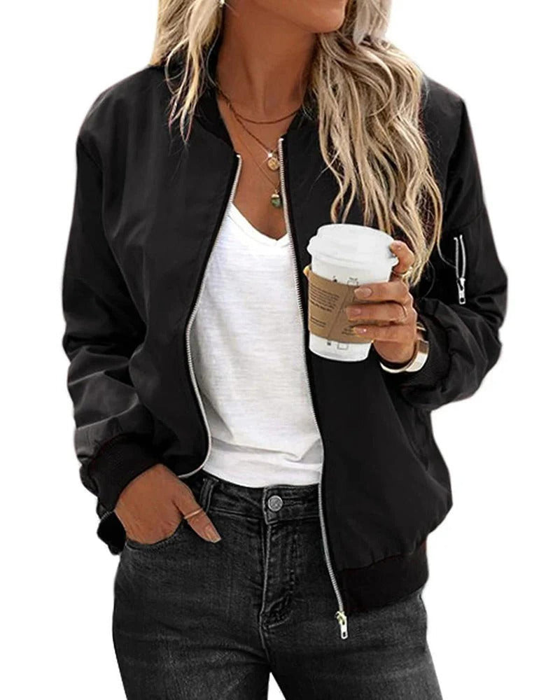 Classic Women&#39;s Bomber Jacket in Premium Polyester