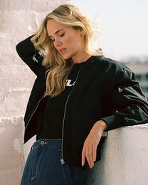Classic Women&#39;s Bomber Jacket in Premium Polyester