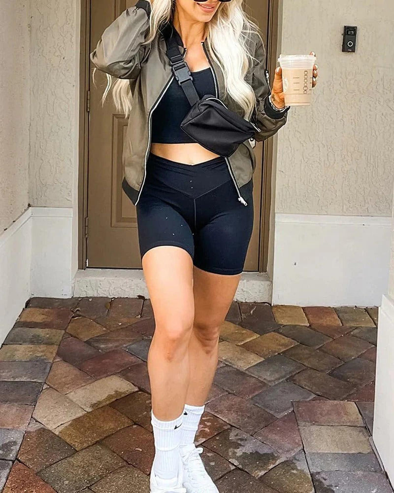 Classic Women&#39;s Bomber Jacket in Premium Polyester