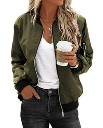 Classic Women&#39;s Bomber Jacket in Premium Polyester