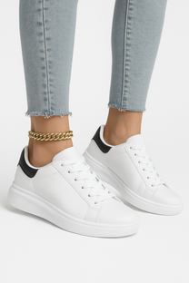 Clean White Faux Leather Sneakers