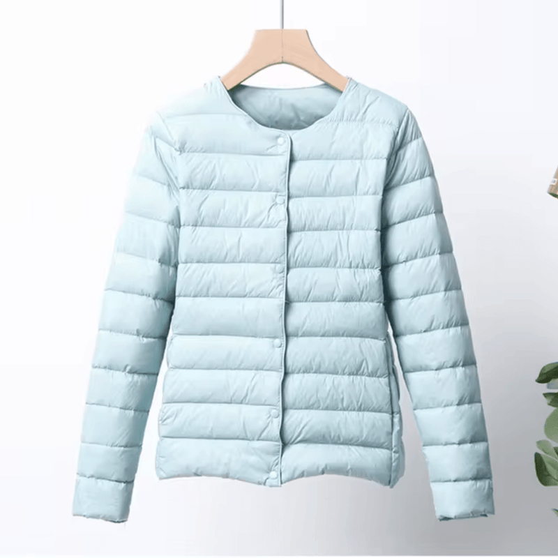 Collarless Slim Fit Down-Filled Quilted Jacket