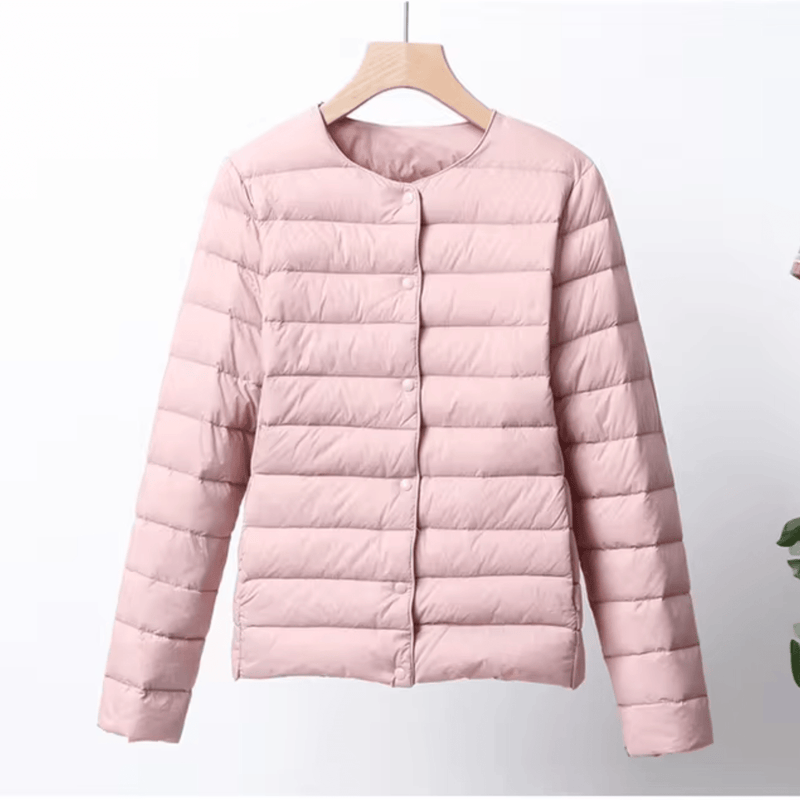 Collarless Slim Fit Down-Filled Quilted Jacket