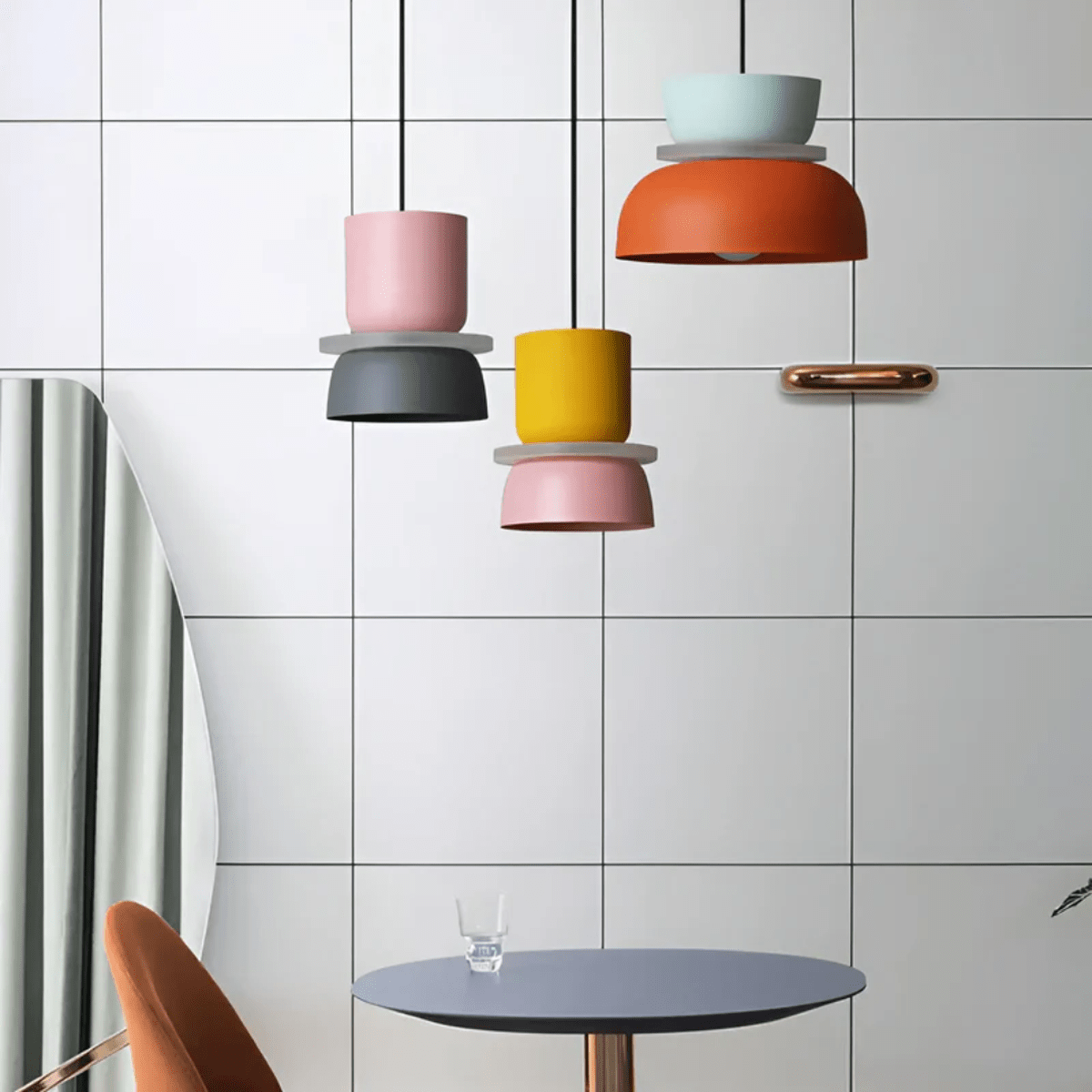 Colorful LED Pendant Light With Metal Lampshade