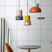 Colorful LED Pendant Light With Metal Lampshade