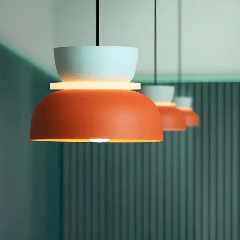 Colorful LED Pendant Light With Metal Lampshade