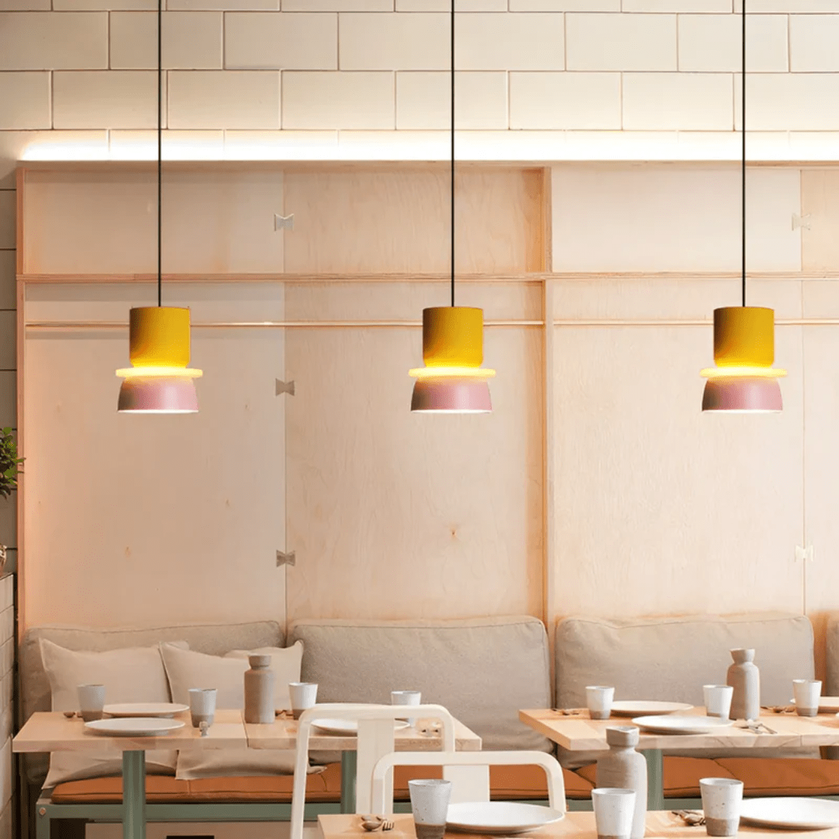 Colorful LED Pendant Light With Metal Lampshade