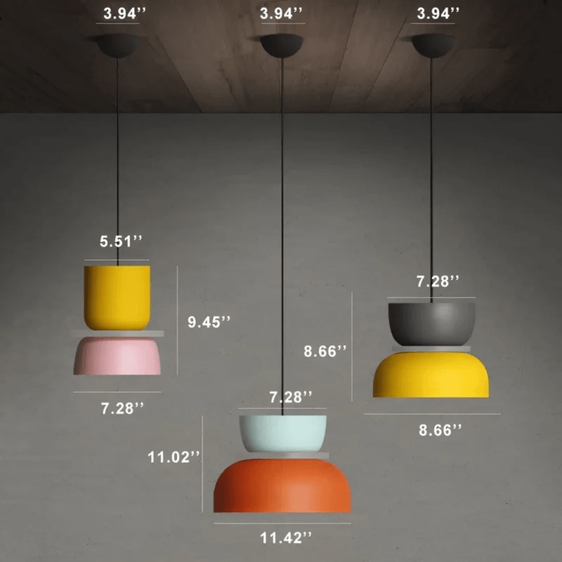 Colorful LED Pendant Light With Metal Lampshade