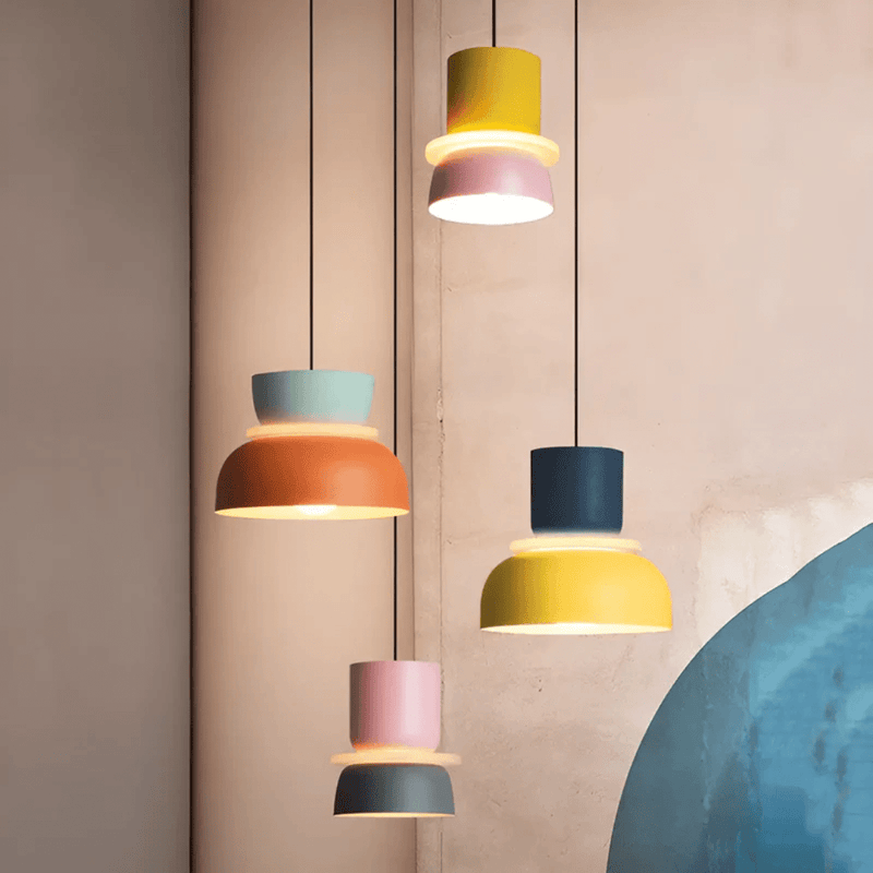 Colorful LED Pendant Light With Metal Lampshade