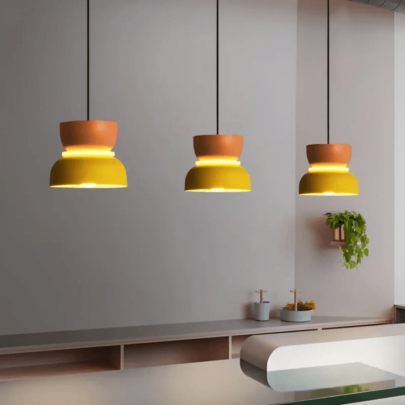 Colorful LED Pendant Light With Metal Lampshade