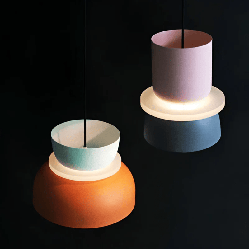 Colorful LED Pendant Light With Metal Lampshade