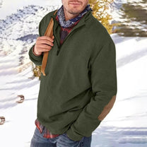 Comfortable Half-Zip Sweater With Elbow Patches