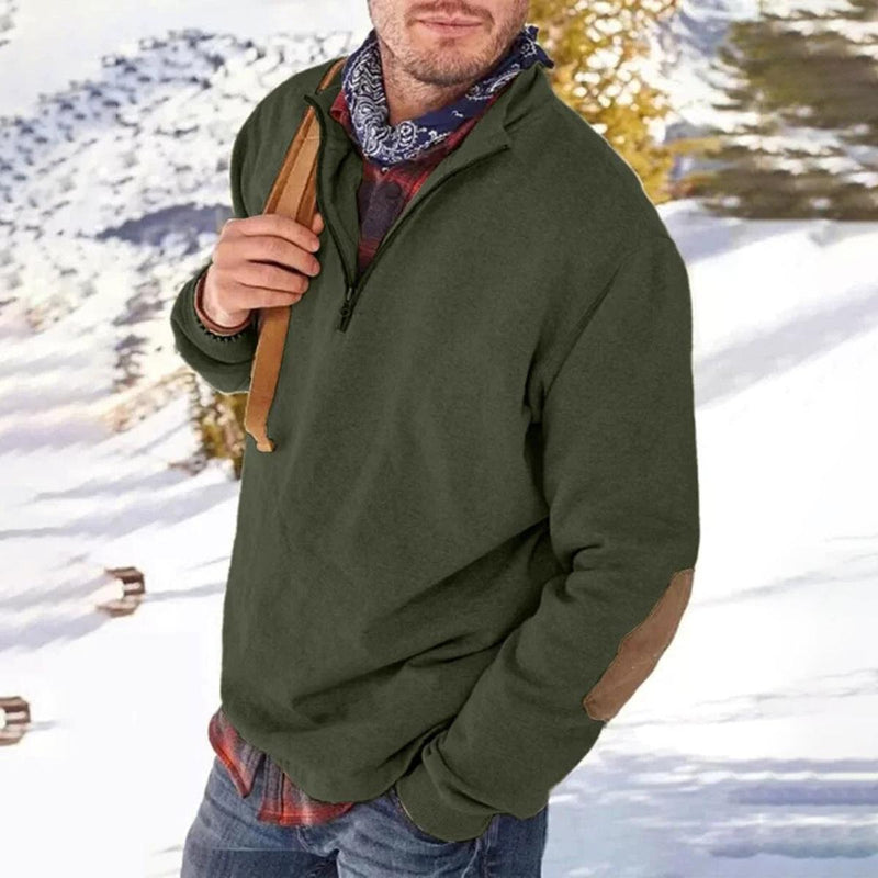 Comfortable Half-Zip Sweater With Elbow Patches