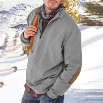 Comfortable Half-Zip Sweater With Elbow Patches
