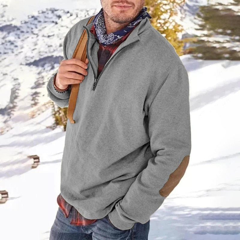 Comfortable Half-Zip Sweater With Elbow Patches