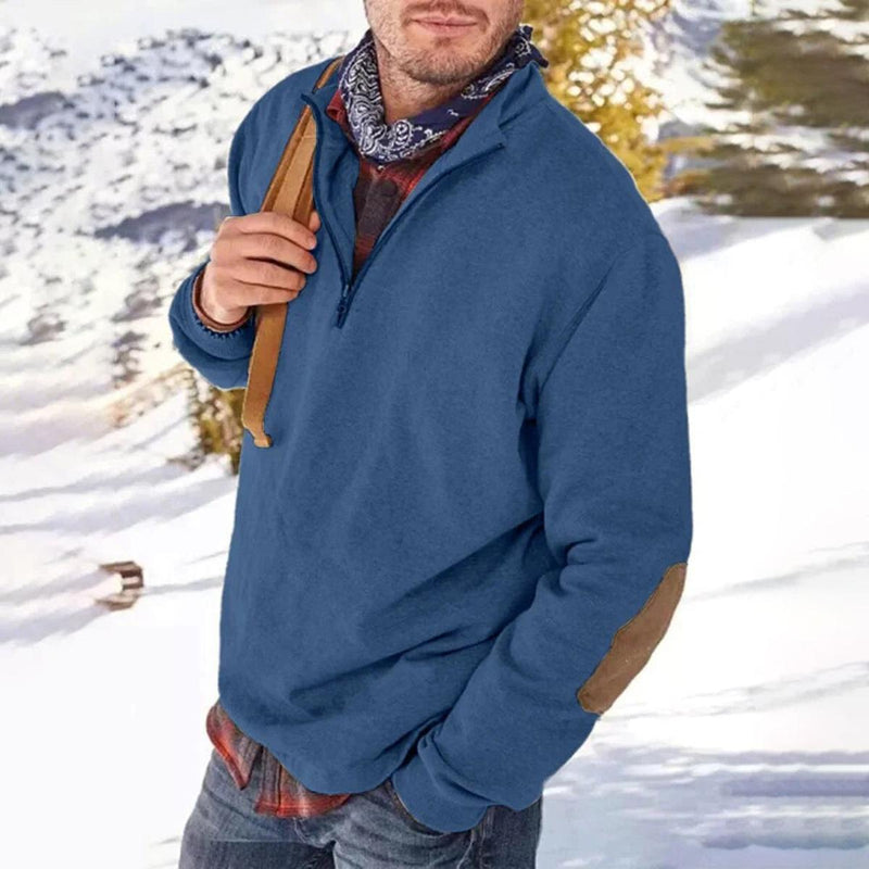 Comfortable Half-Zip Sweater With Elbow Patches