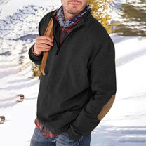 Comfortable Half-Zip Sweater With Elbow Patches