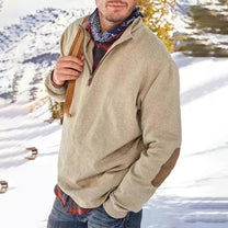 Comfortable Half-Zip Sweater With Elbow Patches