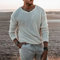 Comfortable V-Neck Pullover Sweater For Men