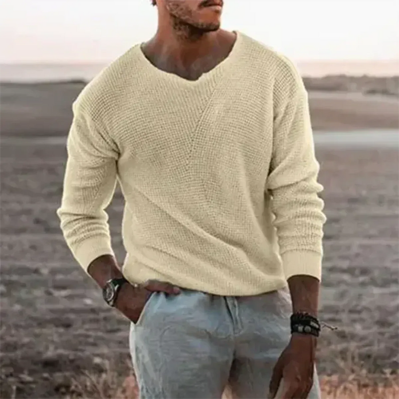 Comfortable V-Neck Pullover Sweater For Men