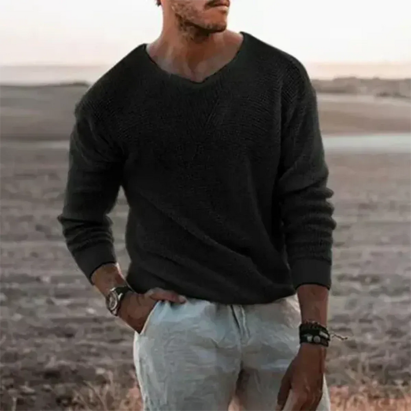 Comfortable V-Neck Pullover Sweater For Men