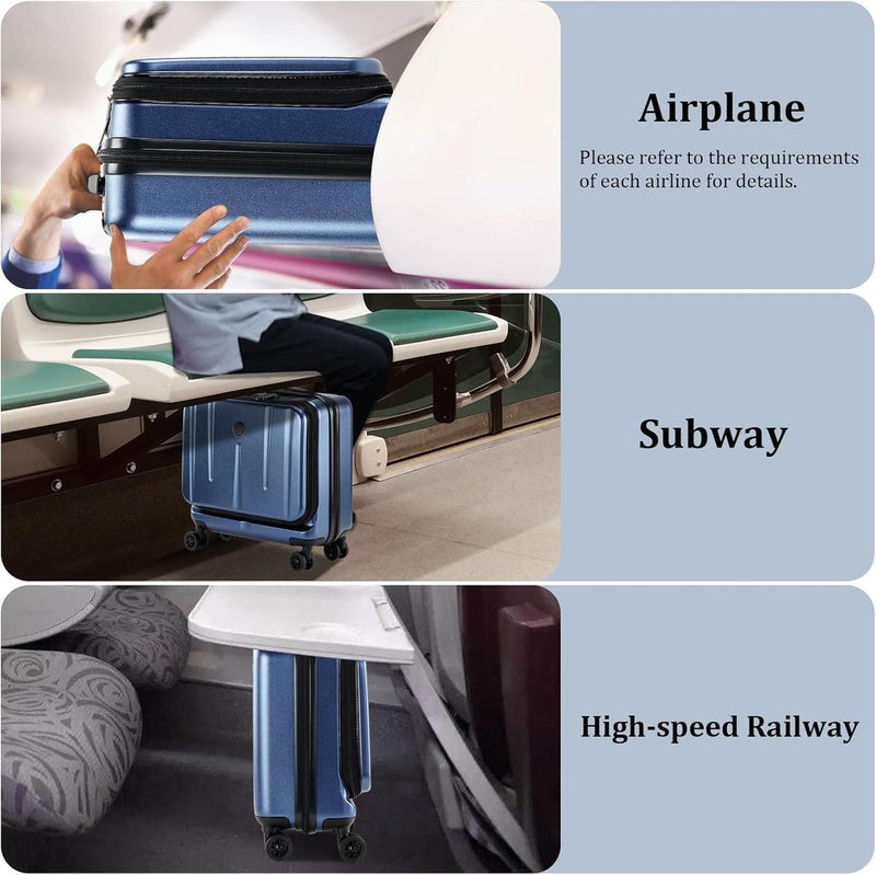 Compact 16-Inch Hard Shell Carry-On Luggage With Laptop Compartment And TSA Lock