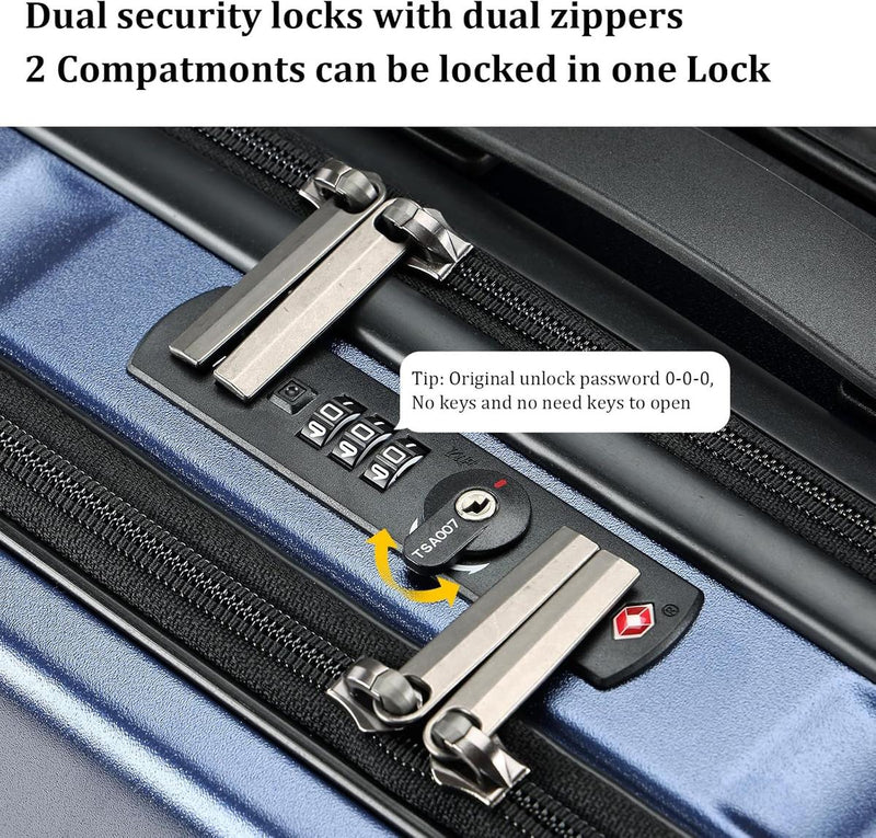 Compact 16-Inch Hard Shell Carry-On Luggage With Laptop Compartment And TSA Lock