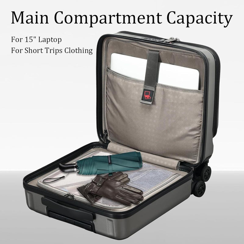 Compact 16-Inch Hard Shell Carry-On Luggage With Laptop Compartment And TSA Lock