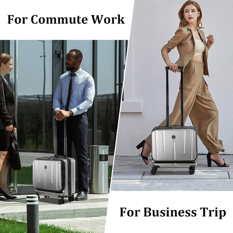 Compact 16-Inch Hard Shell Carry-On Luggage With Laptop Compartment And TSA Lock