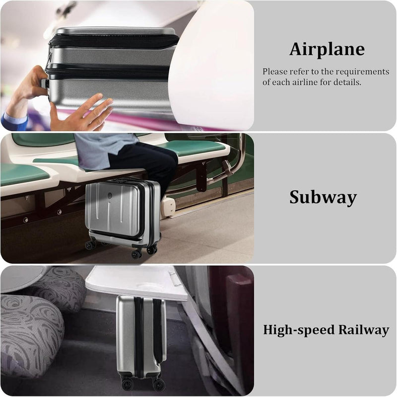 Compact 16-Inch Hard Shell Carry-On Luggage With Laptop Compartment And TSA Lock