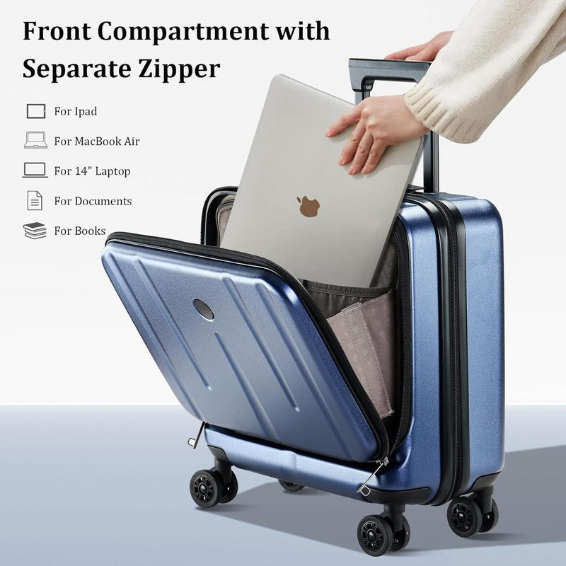Compact 16-Inch Hard Shell Carry-On Luggage With Laptop Compartment And TSA Lock