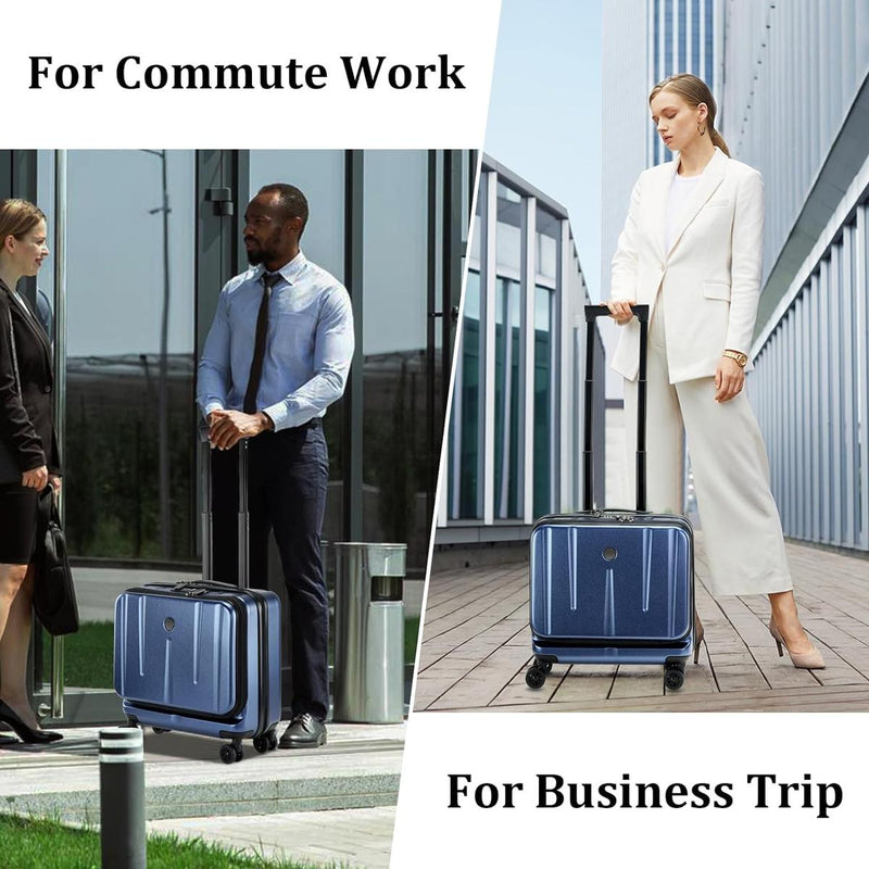 Compact 16-Inch Hard Shell Carry-On Luggage With Laptop Compartment And TSA Lock