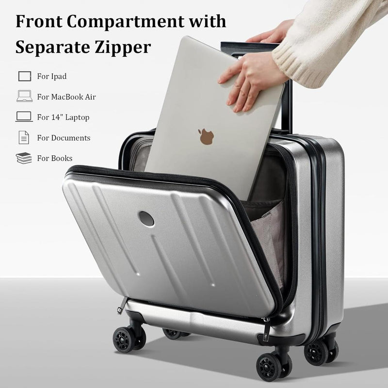 Compact 16-Inch Hard Shell Carry-On Luggage With Laptop Compartment And TSA Lock