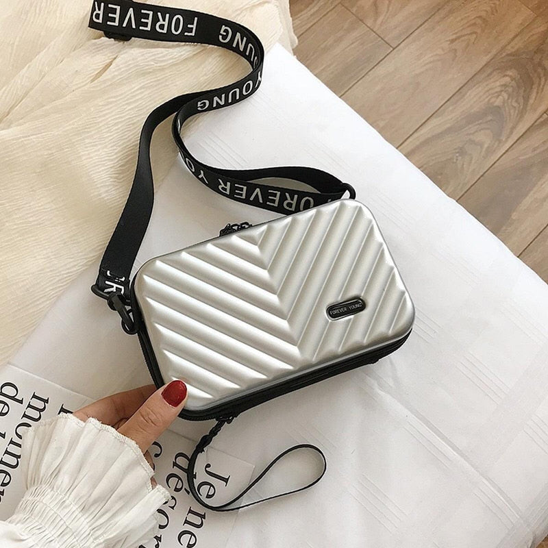 Compact Hard Shell Travel Shoulder Bag With Organised Interior