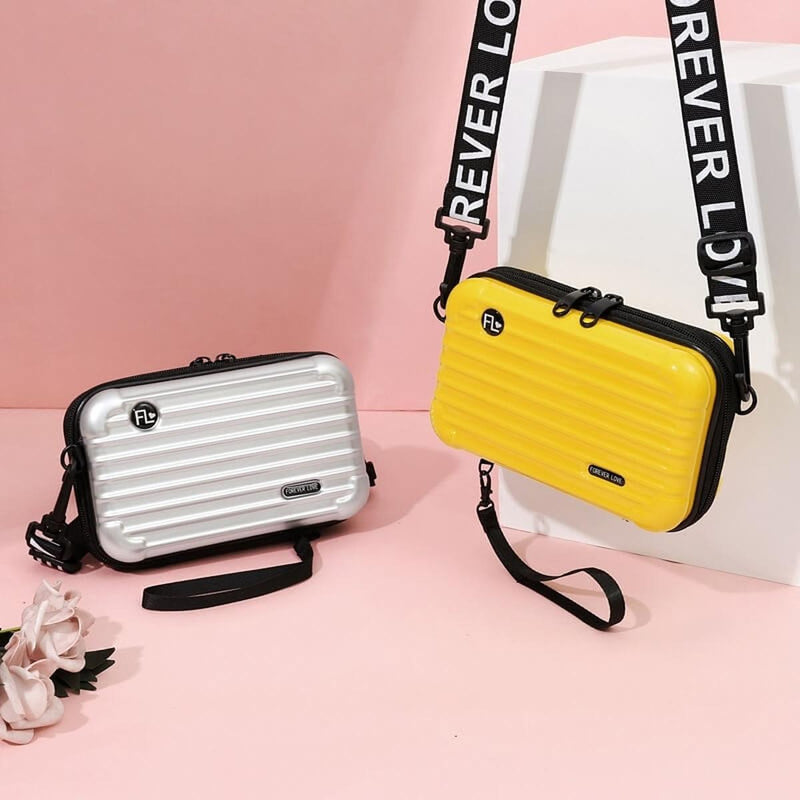 Compact Hard Shell Travel Shoulder Bag With Organised Interior