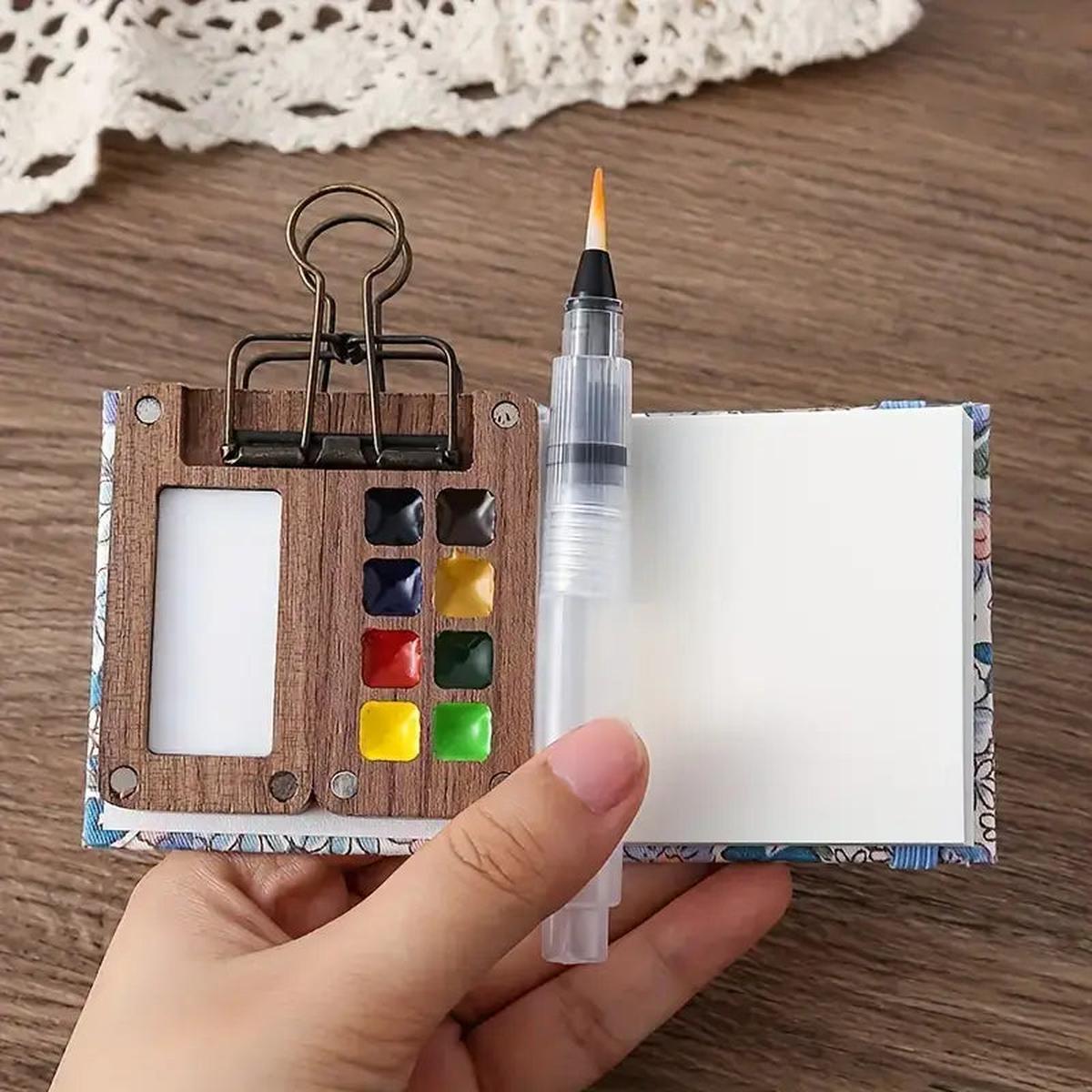 Compact Portable Watercolor Set With 24 Colors And Mini Brush