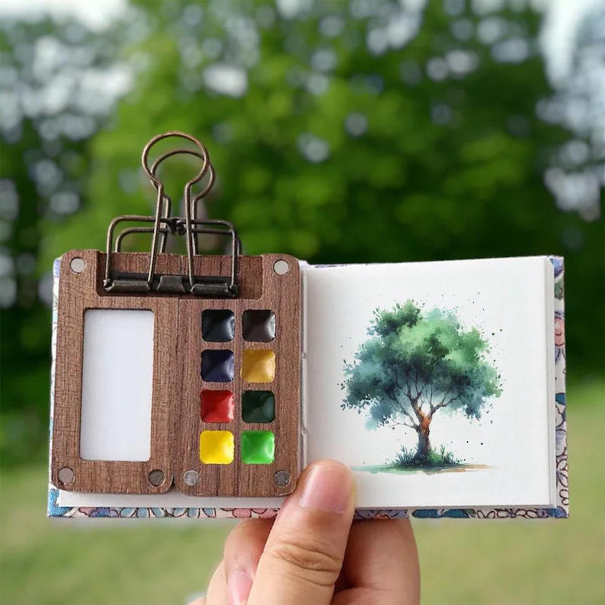 Compact Portable Watercolor Set With 24 Colors And Mini Brush