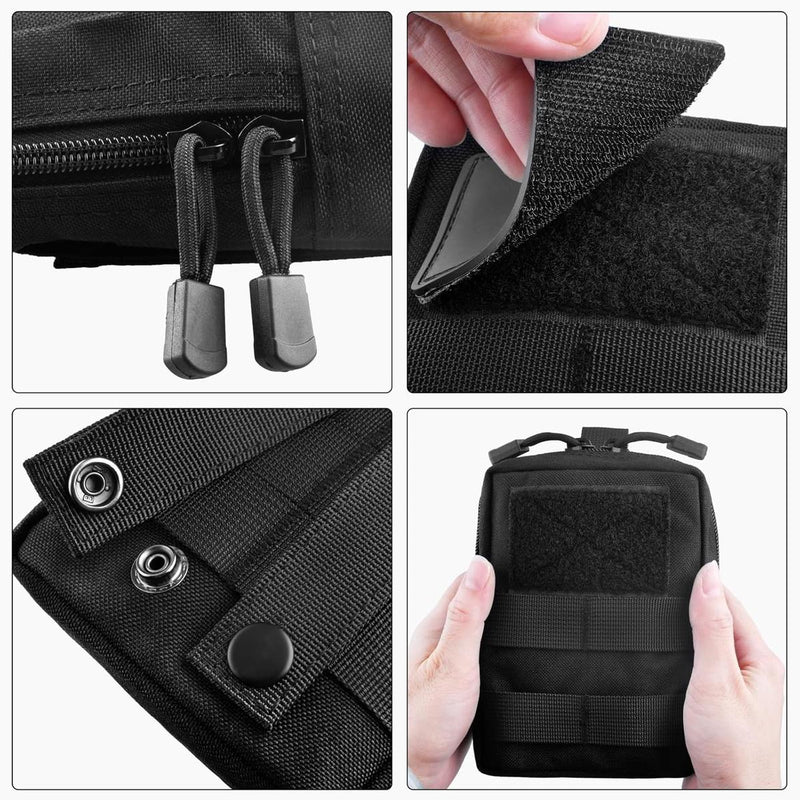 Compact Tactical Utility Pouch With MOLLE System And Zippered Compartments