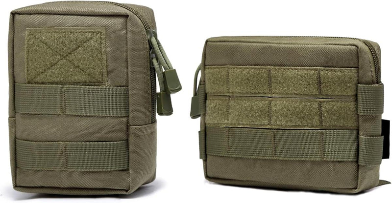 Compact Tactical Utility Pouch With MOLLE System And Zippered Compartments